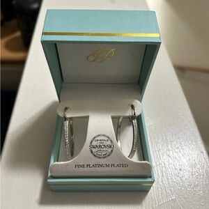 Swarovski Crystal Silver Hoop Earrings